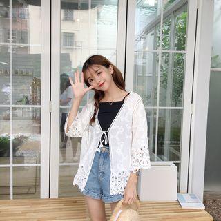 3/4-sleeve Lace Open-front Jacket
