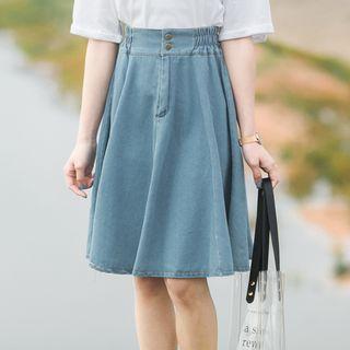 High Waist Denim A-line Skirt