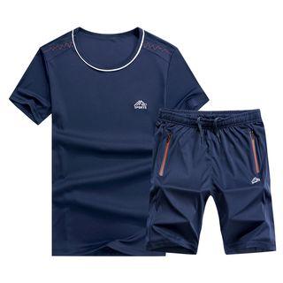 Set: Short-sleeve Plain T-shirt + Sweat Shorts