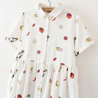 Print Short-sleeve Polo Dress
