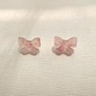Bow Resin Earring 1 Pair - Earring - Bow - Pink - One Size