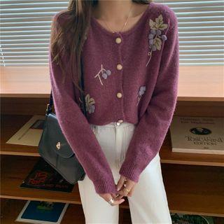 Leaf Accent Embroidered Cardigan