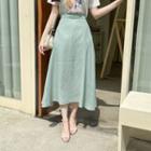 Colored Textured Long Flare Skirt