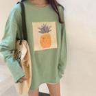 Long-sleeve Pineapple-print T-shirt