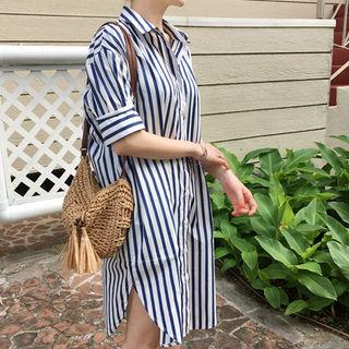 Cotton Striped Shirtdress