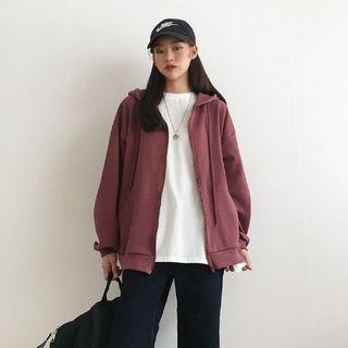 Couple Balloon-sleeve Zip-up Hoodie