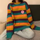 Long-sleeve Striped Printed Sweater