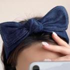 Bow Denim Face Wash Headband Type A - Blue - One Size