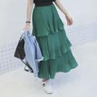 Ruffle-tiered Long Pleat Skirt