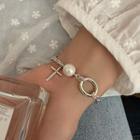 Faux Pearl Chain Bracelet Sl0479 - Silver - One Size