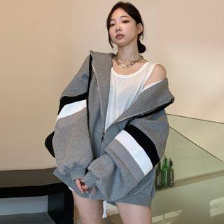 Striped Hooded Zip Jacket / Tank Top / Leggings