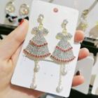 Rhinestone Dress Faux Pearl Dangle Earring 1 Pair - Silver - One Size