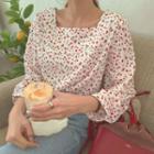 Long-sleeve Floral Blouse Multicolor - One Size