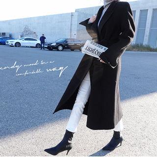 Handmade Wool Blend Belted Long Coat