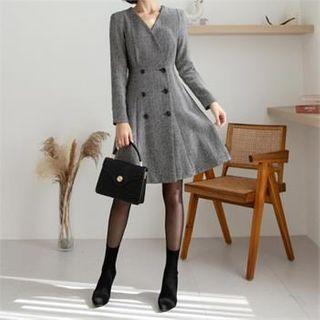 Double-breasted Herringbone Coatdress