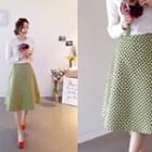 Band-waist Patterned A-line Skirt Yellow - One Size