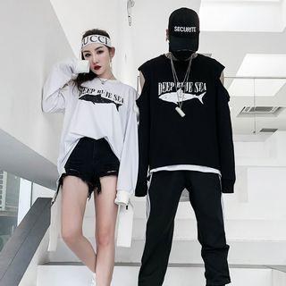 Couple Matching Cold Shoulder Printed Pullover