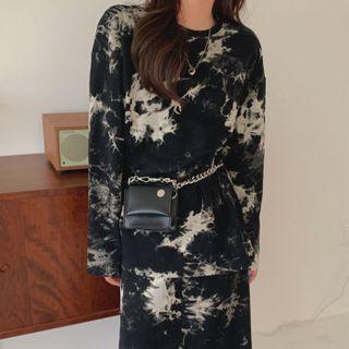 Long-sleeve Tie Dye Sweatshirt / High-waist Tie Dye Skirt