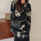 Long-sleeve Tie Dye Sweatshirt / High-waist Tie Dye Skirt