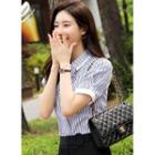 Rhinestone-detail Stripe Blouse