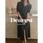 Open-placket Floral Print Shirtdress One Size