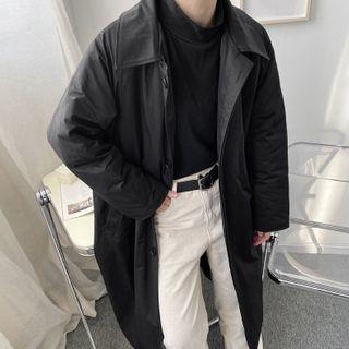 Button-back Plain Padded Coat