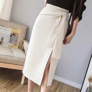 Midi A-line Slit Skirt