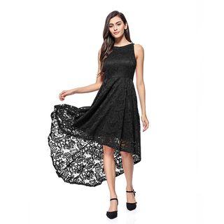 Sleeveless Dip-back A-line Lace Dress
