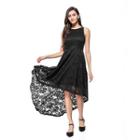 Sleeveless Dip-back A-line Lace Dress