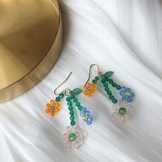 Dangle Flower Earring 1 Pair - Multicolor - One Size