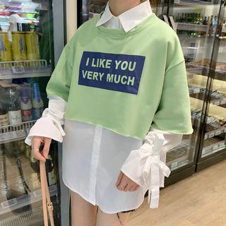 Set: Cropped T-shirt + Plain Shirt