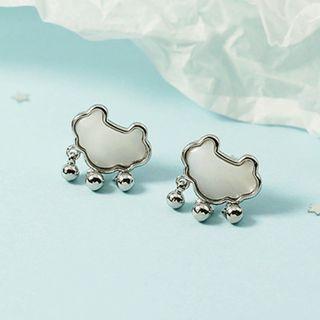 Lock Cat Eye Stone Earring 1 Pair - Silver - One Size