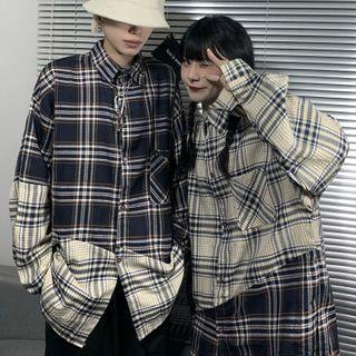 Front Pocket Panel Plaid Shirt