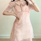 Sheer Short-sleeve Polo Dress / Strappy Dress