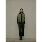 Sleeveless Zip-up Blouson Jacket Khaki - One Size