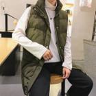 Stand-collar Long Padded Vest