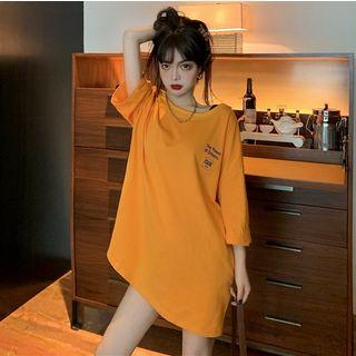 Loose-fit Lettering T-shirt Tangerine - One Size