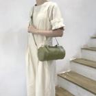 Faux-leather Barrel Bag Green - One Size