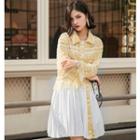 Long-sleeve Fringed A-line Shirt Dress