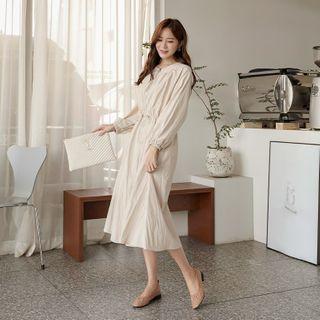 Zip-front Drawcord-waist A-line Dress