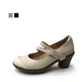 Sheepskin Cylinder-heel Mary Jane Pumps