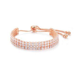 Elegant And Brilliant Plated Rose Gold Geometric Cubic Zirconia Bracelet Rose Gold - One Size