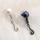 925 Sterling Silver Pearl Cat Dangle Earring 1 Pair - As Shown In Figure - One Size
