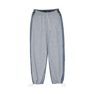 Denim Panel Loose Fit Pants
