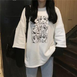 Mock Two-piece Face Print Sweatshirt