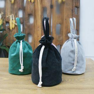 Applique Drawstring Corduroy Handbag