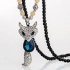 Rhinestone Jeweled Fox Beaded Long Necklace