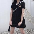 Embroidered Sailor Collar Short-sleeve Mini A-line Dress