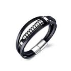 Fashion Personality Spiral Circle 316l Stainless Steel Multi-layer Leather Bracelet Silver - One Size