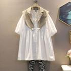 Set : Notch Lapel + Lantern-sleeve Shirtdress